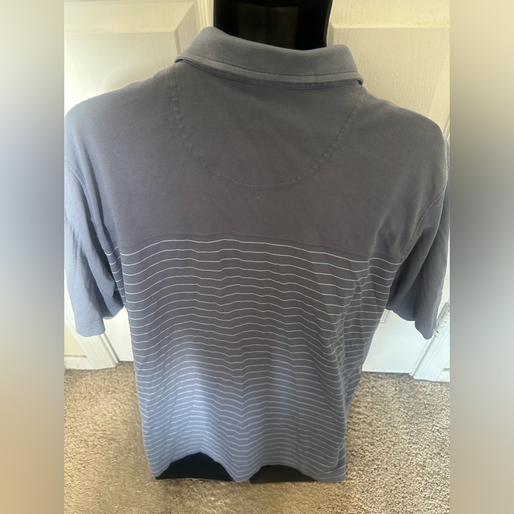 Men’s used Bolle golf polo shirt size XL pocket grey striped Pre own items are a - Picture 2 of 6
